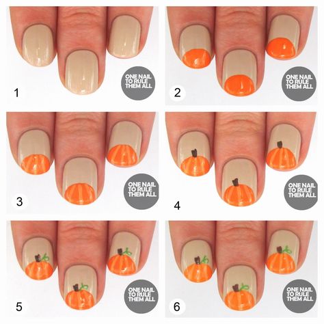 DIY Pumpkin Nails Diy Nails Tutorial, Halloween Nail Art Tutorial, Pumpkin Nail, Pumpkin Nail Art, Nail Art Halloween, Halloween Nails Easy, Pumpkin Nails, Fall Nail Art Designs, Manicure Diy