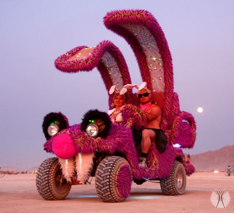 Bunny Art Car Mutant Vehicles, Burning Man Art, Black Rock City, Burning Man Festival, Art Costume, Mobile Art, Commercial Art, Bunny Art, Car Culture