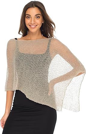 Back From Bali Womens Sheer Poncho Shrug Bolero, Lightweight Summer Shrug Pullover Sweater Sweater Over Dress, Sheer Poncho, Cropped Shrug, Bolero Sweater, Loose Pullover Sweater, Loungewear Dresses, Cozy Knit Sweater, Poncho Tops, Loose Pullover