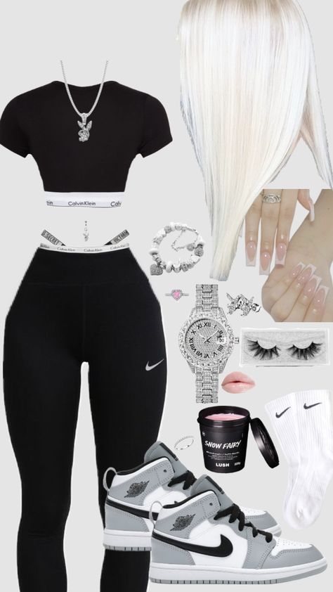 #chav #chavvy #chavgirl #chavy #chavv #silver #pandora #blonde #nails #jordans #fit #fitinspo #outfit #outfitinspo #nike #playboi In Fashion Outfits, Next In Fashion, Chav Outfits, Cute Highschool Outfits, Teen Swag Outfits, Cute Nike Outfits, Looks Country, Fasion Outfits, Stylish Summer Outfits