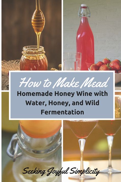 Mead, or honey wine, is an alcoholic beverage made using honey, water, and fermentation. Alcohol content? Yes, most definitely. What better act of radical homemaking than to make our own alcoholic beverage using only water, honey, and the wild yeasts around us? As the popularity of homemade honey wine increases, there are many supplies and fermentation kits available. But learning how to make mead is not complicated and you can enjoy homemade honey wine using only honey, water... Wild Fermentation, Make Mead, Honey Mead, Mead Wine, How To Make Mead, Mead Recipe, Honey Wine, Homemade Liquor, Honey Water