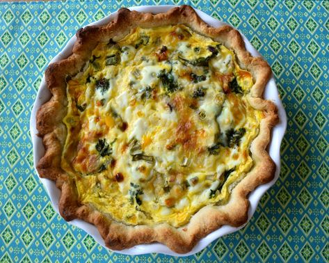 Easter Quiche, Kale Growing, Growing Kale, Savory Pie, Easter Brunch, Trader Joe's, Green Onions, Recipe Box, Pie Crust