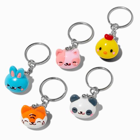 Claire's Critters Best Friends Keychains - 5 Pack Honey Boba, Boba Bear, Saving Account, Crown Hair Clip, Sensitive Ears Earrings, Piercing Kit, Matching Keychains, Photo Frame Gift, Special Occasion Hairstyles