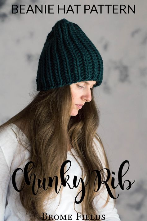 model wearing a chunky ribbed beanie hat Chunky Yarn Knit Hat Pattern Free, Chunky Knit Beanie Pattern Free, Chunky Knit Hat Pattern Free, Chunky Knit Beanie Pattern, Chunky Knit Hat Pattern, Cable Knit Hat Pattern, Beanie Pattern Free, Beanie Knitting Pattern, Beanie Knitting Patterns Free