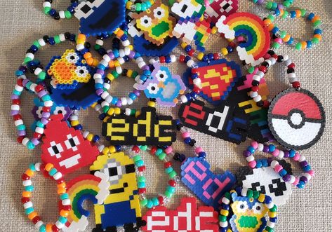 Excited to share the latest addition to my #etsy shop: RAVE KANDI Bracelet! 3 Random Perler Bead Bracelets. Rock these guys at EDC Vegas https://etsy.me/3ULk9Lr #bracelet #perler #kandi #plur #edc #rave #perlerbracelet #kandibracelet #ravebracelet Rave Perler, Rave Candy, Rave Bracelets, Rave Kandi, Hama Beads Minecraft, Edm Rave, Rave Gear, Cool Minecraft Houses, Kandi Patterns