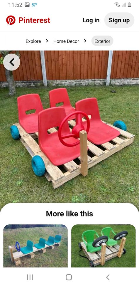 Outdoor Hopscotch Diy, Childcare Yard Ideas, Recycled Playground Ideas, Diy Play Equipment Outdoor, Diy Playground Ideas Homemade, Diy Outdoor Kids Toys, Daycare Playground Ideas Diy, Outdoor Daycare Ideas, Cheap Playground Ideas