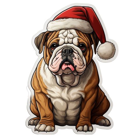 English Bulldog Christmas, Bulldog Clipart, Bulldog Christmas, Bulldog Gifts, Sedona Az, Sticker Designs, Christmas Stickers, English Bulldog, Sedona