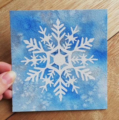 Painting Snowflakes, Watercolor Christmas Cards Diy, Winter Art Lesson, Snowflakes Drawing, Snowflakes Art, Watercolor Tutorials, Art Apps, Christmas Card Art, Watercolor Christmas Cards