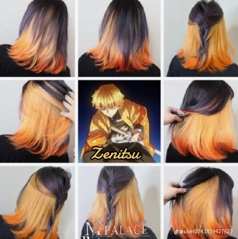 Zenitsu Hair, Hair Stail, Aurora Hair, Anime Hair Color, Korean Hair Color, Men Hair Color, Dyed Hair Inspiration, Fantasy Hair, Pretty Hair Color