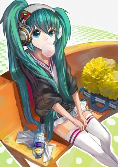 #VOCALOID #hatsunemiku Anime Bubble Gum, Photo Manga, Vocaloid Characters, I Love Anime, Green Hair, An Anime, Manga Drawing, Japanese Anime, Manga Girl