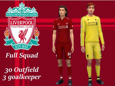 Male Clothing, Soccer Uniforms, You'll Never Walk Alone, Mens Soccer, Liverpool Football Club, Sims Community, Sims 4 Cas, Liverpool Football, Workout Sets