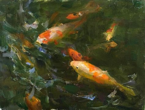 Koi Painting, Gallery Painting, Mood Style, Painting Competition, Inspiration Painting, Oil Art, Black Art Painting, Muse Art, Wildlife Paintings