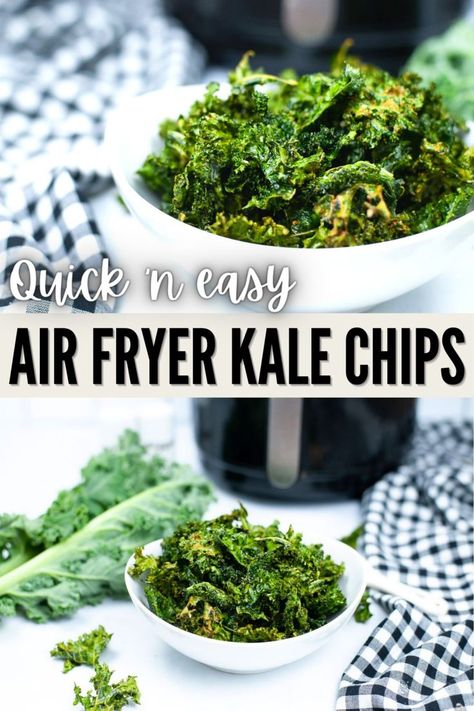 Air Fryer Kale, Kale Chip, Fried Kale, Tasty Appetizers, Chip Recipes, Kale Chip Recipes, Yummy Veggies, Healthy Chips, Vegetable Chips