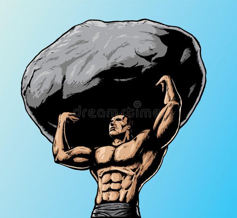 Great feat of strength. Muscular man lifting boulder over head. With .eps, bould #Sponsored , #Sponsored, #Sponsored, #strength, #Great, #feat, #Muscular Buff Guys, Muscular Man, Statue Tattoo, Lifted Cars, Lift And Carry, Muscular Men, Art Poses, Car Art, Hercules