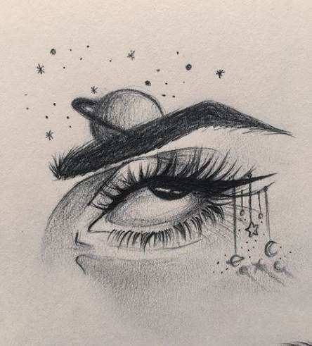 Eyes Ideas, Drawing Pencil, Pencil Drawing, Pencil, Moon, Tumblr, Stars, Art