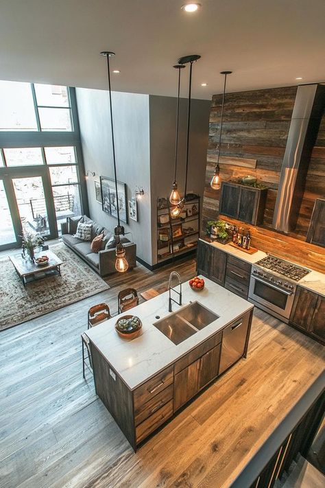 If you want to revamp your loft kitchen, you're in for a treat! Loft Apartment Kitchen, Modern And Vintage Decor, Apartment Kitchen Ideas, Dining Corner, Loft Home, Loft Kitchen, Loft House, Loft Apartment, Apartment Kitchen