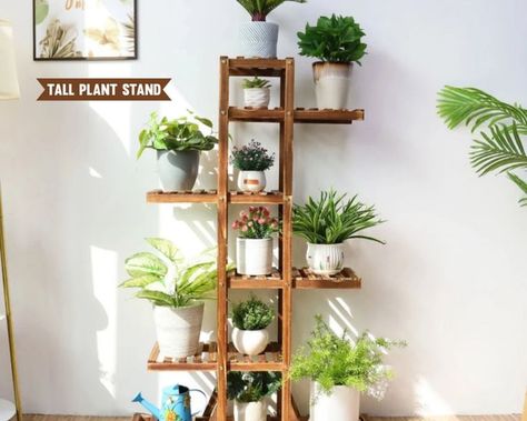 Indoor Multi Tier Wood Plants Stand, Vintage Corner Tiered Plant Stand, Organizer Display Stand Corner Plant Shelf, Corner Plant, Tall Plant Stands, Support Pour Plante, Plant Stands Outdoor, Wooden Plant Stands, Support Plante, Wood Plant Stand, Growing Plants Indoors