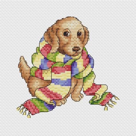 Cross Stitch Dog, Sewing Animals, Dog Cross Stitch Pattern, Dog Cross Stitch, Stitch Picture, Easy Cross Stitch, Xstitch Patterns, Easy Cross Stitch Patterns, Animal Cross Stitch Patterns