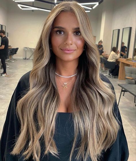 Ayla Woodruff Hair, Brunette Hair Dyed Blonde, Blonde Hights With Brown Hair, Light Brown Dyed Hair, Blended Highlights On Brown Hair, Hair For Brown Eyes, Bronde Haircolor Brunettes, Dirty Blonde With Highlights, Light Brown Hair Extensions