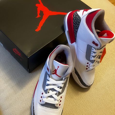 Brand New, Never Worn Air Jordan 3 Retro In White/Fire Red-Black, Woman Us Size 8, Men’s Us Size 7 White Nike High Tops, Nike Air Jordan Low, Nike Air Max Command, Nike Vapormax Flyknit, Nike Shoes Air, White Sneakers Men, Black And White Nikes, Air Jordan 13 Retro, Jordan 3 Retro