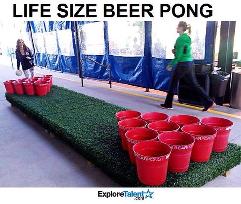 Diy Outdoor Games, Outdoor Games For Adults, Giant Beer Pong, Large Games, Family Olympics, Giant Yard Games, School Carnival Games, Outdoor Games Adults, Tactical Urbanism