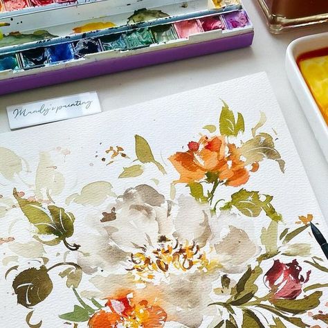 Mandy | Paint loose watercolor flowers  画自由的花   #watercolorart #looseflower #watercolortutorial #watercolor #flowers | Instagram Layered Watercolor Flowers, Layered Watercolor, Loose Watercolor Flowers, Watercolor Wildflowers, Sketchbook Illustration, Flowers Instagram, Loose Watercolor, Watercolor Sketchbook, Watercolor Flowers