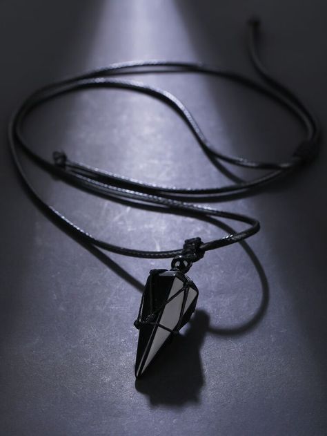 Geometric Pendant Necklace, Black Jewel, Necklace Men, Heart Crystal, Aesthetic Ideas, Geometric Pendant, Mens Pendant, Men's Beauty, Character Aesthetic