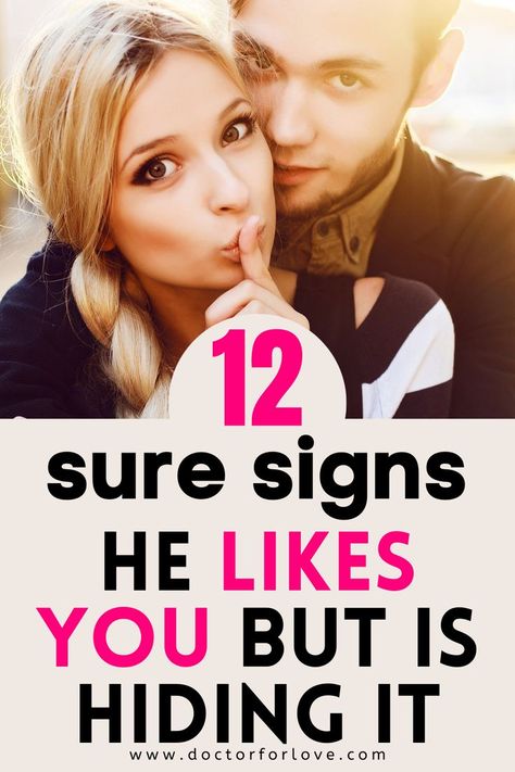 He likes you but is hiding it. 12 Ways you can know for sure! relationship tips/ for women/ signs a man likes you but is hiding it/ how to know he likes you Relationship Tips For Women, Signs She Likes You, 12 Signs, Perfect Relationship, Finding True Love, Tips For Women, Getting Engaged, She Likes, Love Your Life