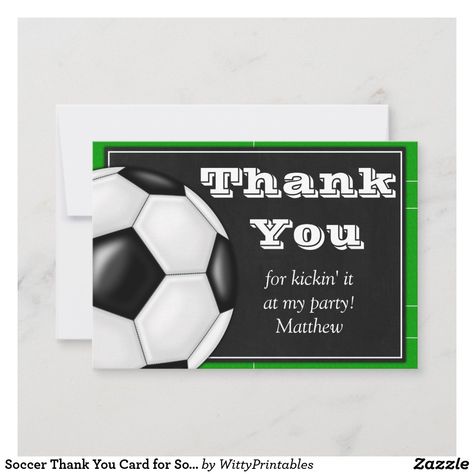 Soccer Party Invitations, Soccer Birthday Party, Thank U Cards, Birthday Party Boy, Soccer Birthday Parties, Sports Birthday Party, Soccer Theme, Soccer Cards, Party Boy