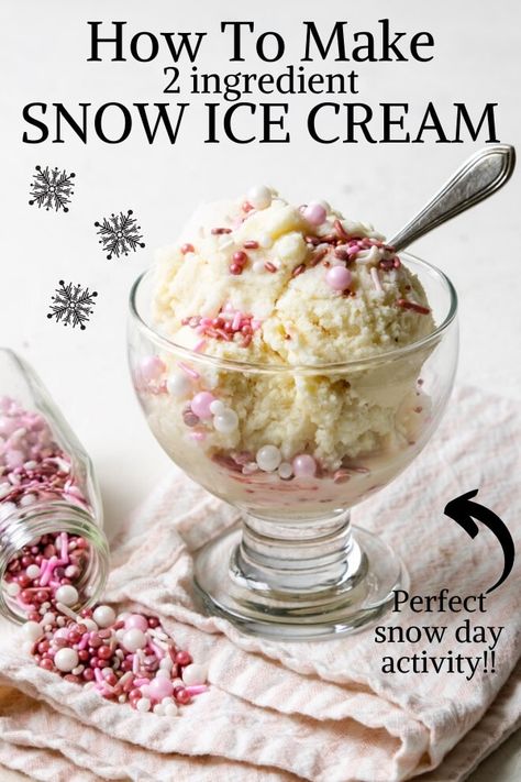 Snow Ice Cream Recipe, Homemade Snow, Cooking With Kids Easy, Snow Recipe, Snow Ice Cream, Kid Friendly Dessert, Make Snow, Snow Cream, 2 Ingredient Recipes