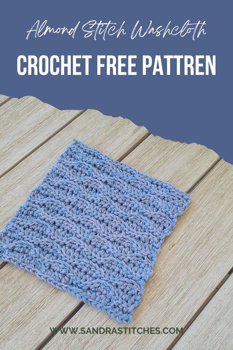 Almond Stitch Crochet Washcloth - Sandra Stitches Washcloth Crochet Pattern, Stitch Crochet Pattern, Quick Crochet Gifts, Crochet Washcloth Pattern, Crochet Backpack Pattern, Yarn Winder, Washcloth Pattern, Crochet Washcloth, Wash Cloths