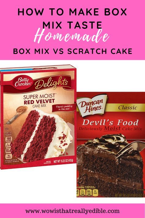 Red Velvet Box Cake Recipe, Make Cake Mix Taste Homemade, Red Velvet Cake Mix Recipes, Doctored Cake Mix Recipes, Chocolate Box Cake, Cake Mix Doctor, Box Cake Recipes, Make Box, Boxed Cake Mixes Recipes