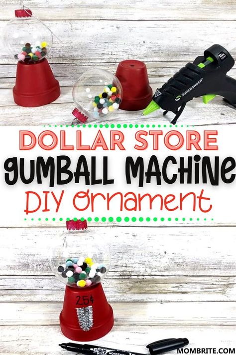 Looking for a vintage Christmas decor idea you can DIY wiht your kids? Check out this DIY dollar store vintage gumball machine holiday decor tutorial and have fun! Gum Ball Machine Ornament Diy, Diy Gumball Machine Ornament, Gumball Machine Ornament Diy, Gumball Machine Ornament, Gumball Machine Craft, Vintage Gumball Machine, Diy Gumball Machine, Christmas Decor Idea, Fun Winter Crafts