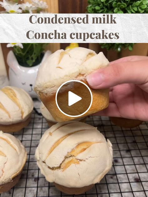 Lemon8 · easy condensed milk concha cupcake recipe · @Jazzy Concha Cupcakes Recipe, Concha Cupcakes, Condensed Milk Cupcakes, Concha Recipe, Conchas Recipe, Condensed Milk Cake, Mexican Sweet Breads, How To Make Cupcakes, Milk Cake