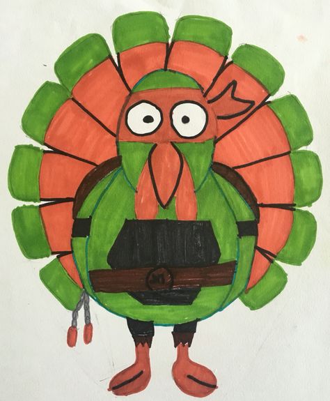 Students at Collins Middle School in Corsicana, TX create Turkey in Disguise designs. Ninja Turtles Ninja Turtle Disguise A Turkey, Disguise A Turkey Ninja Turtle, Ninja Turtle Turkey Disguise, Turkey Disguise Project Ideas, Disguised Turkey, Disguise Turkey, Turkey In Disguise, Disguise A Turkey, Turkey Disguise Project