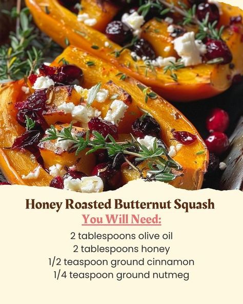 Mom's Yummy Mouthfuls | Honey Roasted Butternut Squash with Cranberries and Feta Honey Roasted Butternut Squash With Cranberry And Feta, Honey Roasted Butternut Squash Cranberry, Honey Roasted Butternut Squash, Butternut Squash With Cranberries, Savory Butternut Squash, Frozen Butternut Squash, Feta Recipes, Christmas Foods, Holiday Foods