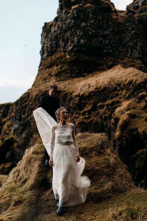 Two piece wedding dress. Hunter boots. Iceland Purple Lupine, Nature Elopement, Best Destination Wedding Locations, Small Beach Weddings, Glacier National Park Elopement, Best Destination Wedding, Two Piece Wedding Dress, Foxes Photography, Scotland Wedding