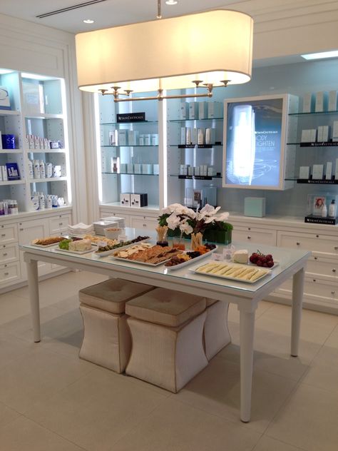 Skinceuticals event where we hosted 60 International Dermatologists to tour our offices. Esthetician Room Supplies, Raskog Ikea, Salon Interior Design Ideas, Dermatology Office, Medical Office Decor, Esthetician Room Decor, Clinic Interior, Dermatology Clinic, Medical Office Design