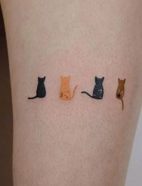 50 Rad Cat Tattoos To Immortalize Your Companion Minimal Cat Tattoo, Tiny Cat Tattoo, Cat Silhouette Tattoos, Minimalist Cat Tattoo, Watercolor Cat Tattoo, Cat Paw Tattoos, Tattoo Silhouette, Cat Tattoo Simple, See Tattoo