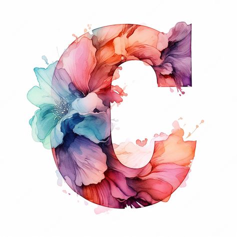 Floral Alphabet, Letter C, Beautiful Watercolor, Watercolor Floral, White Background, Alphabet, Floral, White