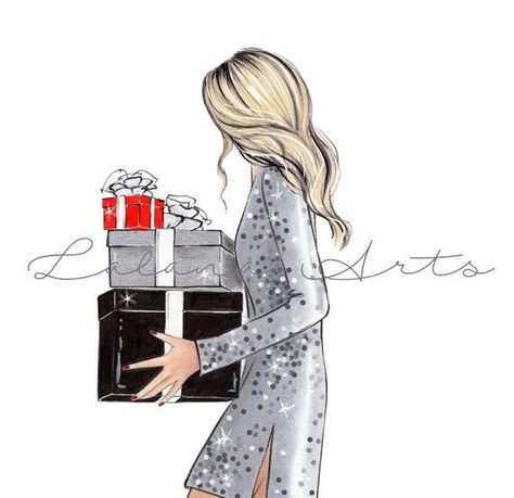 Cheers Images, Christmas Fashion Illustration, Illustration Christmas, Girly Decor, Fashion Art Prints, Watercolor Christmas Cards, Cute Christmas Gifts, Christmas Wall Art, Christmas Wall