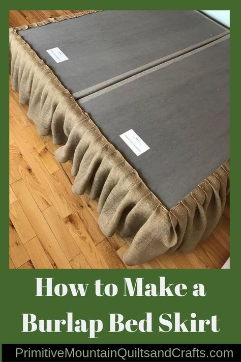 Bed Skirt Diy, Burlap Headboard, Bed Skirt Alternative, Burlap Bed Skirts, Flea Market Furniture, Burlap Drapes, Diy Bed Skirt, King Size Bed Skirt, Bed Valance