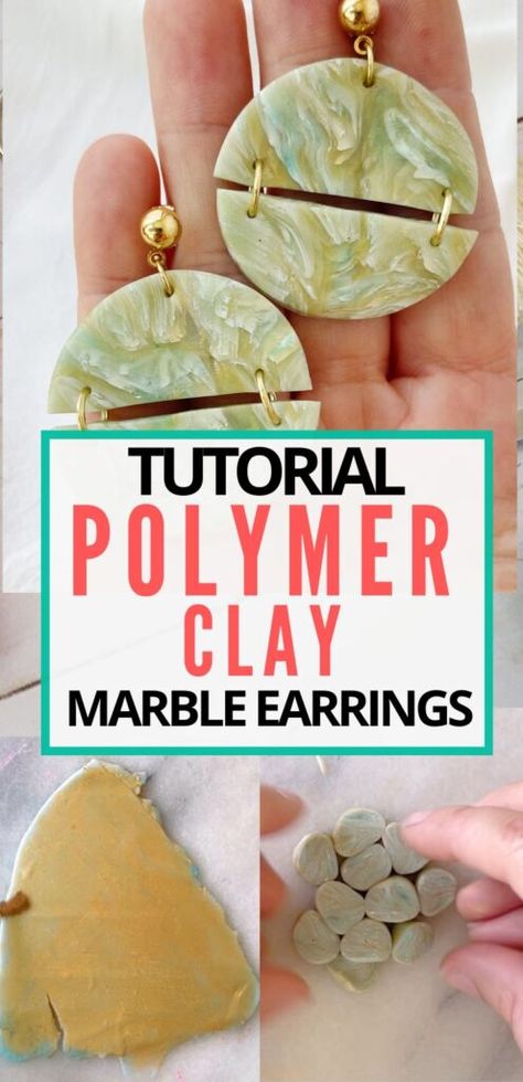 Faux Marble Polymer Clay Earrings Tutorial - Crafting on the Fly Polymer Clay Earrings Tutorial, Clay Earrings Tutorial, Polymer Clay Projects Diy, Marble Polymer Clay, Polymer Clay Cane Tutorial, Marbled Clay, Earrings Tutorial, Polymer Clay Jewelry Tutorials, Resin Jewelry Diy