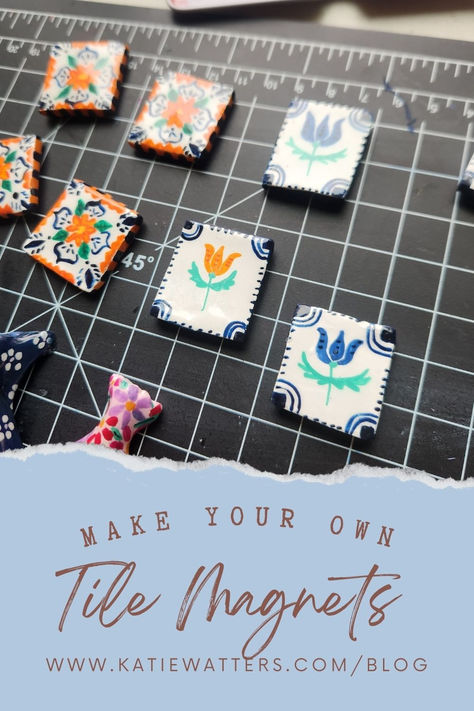 Salt Dough Coasters Diy, Diy Clay Magnet Ideas, Air Dry Clay Mosaic, How To Seal Air Dry Clay, Air Clay Magnets, Oven Dry Clay Projects, Air Dry Clay Tiles, Air Dry Clay Magnets Diy, Refrigerator Magnets Diy