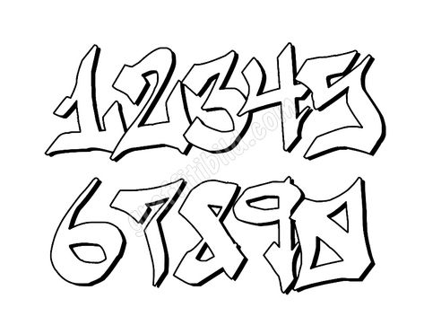 Graffiti Schrift Zahlen 0-9 (9) Graffiti Lettering And Numbers, Graffiti Numbers Style, 4 Font Number, Graffiti Numbers 1-10, Graffiti Numbers, Free Graffiti Fonts, Alphabet Graffiti, Easy Graffiti, Graffiti Text