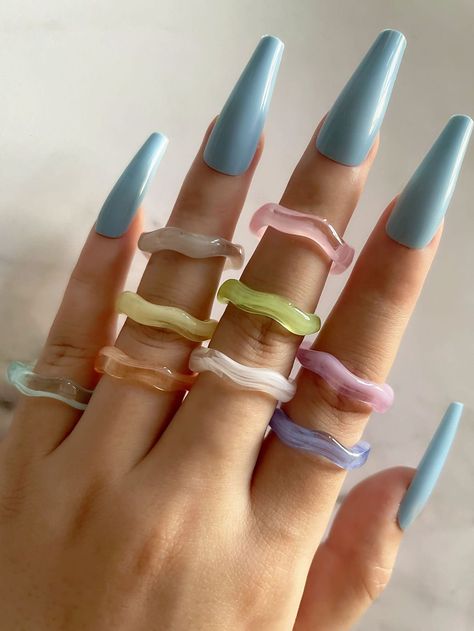 Acrylic Ring, Party Kleidung, Plastic Ring, Estilo Hip Hop, Resin Ring, Stacked Jewelry, Watches Women Fashion, Cute Rings, Minimalist Rings