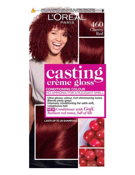 Black Cherry Red Hair, Cherry Red Hair Dye, Red Hair Loreal, Red Hair Dye Colors, Casting Creme Gloss, Cherry Red Hair, Paris Hair, Honey Hair Color, Girl Hair Colors