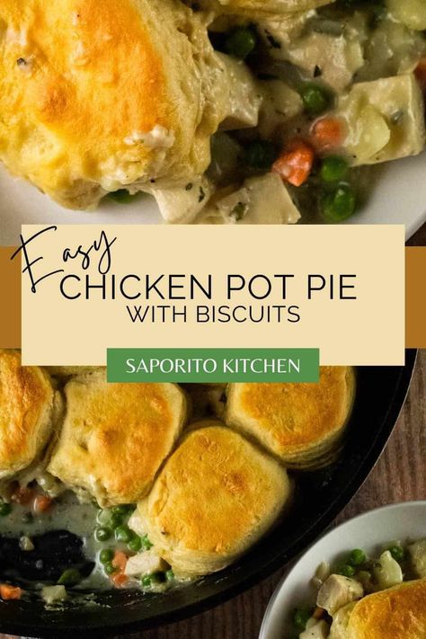 Cast Iron Chicken Pot Pie, Chicken Pot Pie With Biscuits, Pot Pie With Biscuits, Easy Comfort Food Dinners, Vegetarian Pot Pie, Cast Iron Chicken, Chicken Pot Pie Filling, Pot Pie Filling, Cooking Herbs