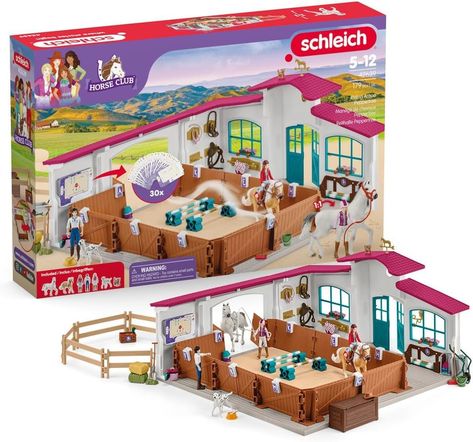 PRICES MAY VARY. SCHLEICH HORSE SET The realistic indoor riding arena expands the horse barn toy collection and world of HORSE CLUB HORSE STABLE PLAYSET WITH TONS OF ACCESSORIES The arena playset includes lots of accessories for vaulting, horse riding and dressage activities SCHLEICH HORSE CLUB The Peppertree arena is a great expansion to the horse club toys, horse stables play sets and toy horse stables from Schleich GENERATIONS OF IMAGINATION FOR KIDS OF ALL AGES - Long-lasting, super durable Horse Toys For Girls, Toy Horse Stable, Horse Riding Arena, Rodeo Toys, Ty Stuffed Animals, Riding Arena, Funny Horse Pictures, Horse Club, Riding Stables