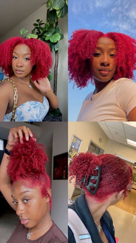 Color Afro Hair, Colored Natural Hair For Black Women, Short Dyed Hair, Best Hair Dye, Wine Red Hair, Girl Hair Colors, Dyed Red Hair, Quick Natural Hair Styles, Natural Hairstyle